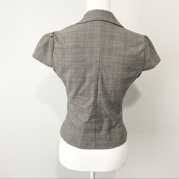 Wet seal plaid cap sleeve crop jacket medium Y2K 2000s short sleeve - Picture 3 of 6
